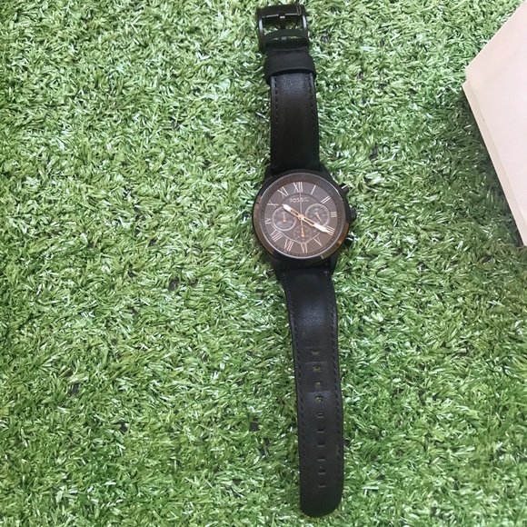 Men’s fossil black leather watch - Picture 5 of 6